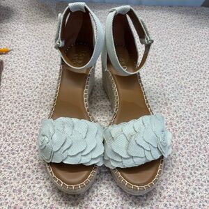 Franco Sarto Cream Wedge Sandals